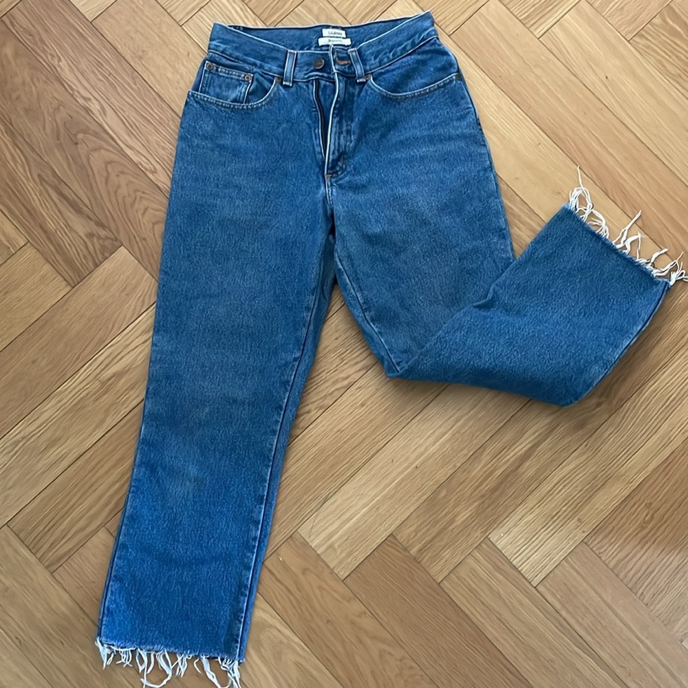 Vintage, flannel lined, 100% cotton L.L.Bean blue jeans